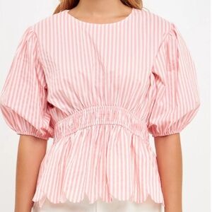 English Factory Pink Striped Blouse